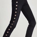 ZARA Black Denim Jeans with Gold Heart Grommets 6 Photo 0