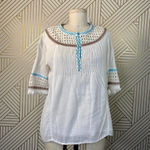 Love Sam Abigail Embroidered Peasant Top in White Photo 2