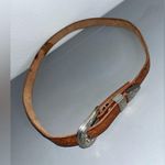 Vintage early 1990s Western Tooled Leather Belt Silver Buckle ClassicBohoCowboy Brown Photo 3