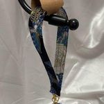 Handmade  Blue and White Butterfly Wristlet Keychain with Blue Pompom Photo 0