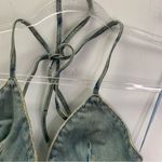 ZARA  BARBIE™ THE MOVIE @WARNER BROS. DENIM CROP TOP Size S rhinestone flower Photo 8