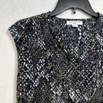Liz Claiborne Liz Claiborne Snakeskin Brown Gray Tied Back V-Neck Sleeveless Top Petite Small Photo 1