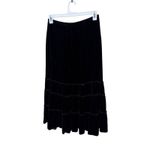 Chicos Black Velvet Silk Blend Maxi Skirt Tiered Ruffle Elastic Waist Size L Size L Photo 4
