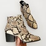 Market & Spruce animal print ankle Boots  6.5 bootie Block Heel Black Beige Snake Photo 0