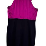 INC Magenta Stretch Silk Ruffle Black Ponte Knit Sheath Dress Party US 14 Purple Photo 7