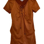 Patrons of Peace Brown Faux Suede Short Sleeve Dress XS Photo 0