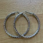 Boutique Silver Tone Diamond Cut Round 2.25 Inch Statement Hoops Photo 0