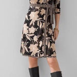 White House | Black Market Reversible Brown/Cream Floral & Houndstooth Wrap Dress Sz 00 NEW Photo 0