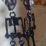 Halloween Skeleton Dangle Earrings Black Photo 1