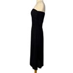 Emporio Armani Strapless Silk Black Midi Dress Textured Mesh Flowy Size Large Photo 10