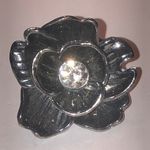 Black Metallic Gunmetal Gray Boho Flower Ring with CZ Accents Photo 0