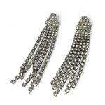 Vintage 90's pair of rhinestone fringe earrings crystal Long Womens Formal Photo 0