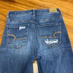 American Eagle Highest‎ Rise Jeggings Dark Wash Distressed Ripped Jeans Womens 4 Blue Photo 4