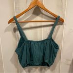 American Eagle Cute  evergreen eyelet faux button front crop top Photo 2