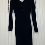 Almost Famous Women’s Black Open Back Long Sleeve Midi Polo Dress Size L Photo 0