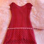 Free People  dark pink crochet short sleeve mini dress size XS Photo 9