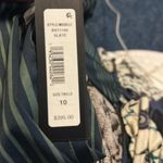 Badgley Mischka  nwt $395 Dark Green Striped Shirt gorgeous floral back size 10 Photo 7