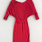 Cache  Women's Sweater Dress Size M Red Bodycon Ribbed  Sheath Boat‎ Neck Photo 3