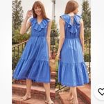Summersalt  Coastal Poplin Ruffle Neck Midi/Maxi Dress Blue Photo 1