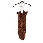 House Of CB Letitia Cocoa Brown Swirl Halter Ruched Mini Dress MEDIUM Photo 3