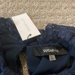 Sugar Lips Sugar + Lips Blue High Neck Sleeveless Lace Top - NWT Photo 3