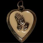 Gold Tone Enamel Praying Hands Pendant Photo 1