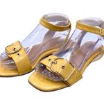 Yellow Box Yellow Bks Dallis Sandals Size 8 Buckle Straps Croc-Embossed Ankle Wrap Resort Photo 0