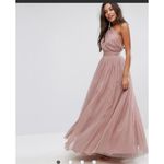 ASOS PREMIUM Tulle One Shoulder Maxi Dress In Mink 10 Photo 1