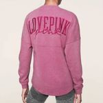 PINK - Victoria's Secret Vs Victorias Secret Pink Varsity Crew Sweater Jacket Top Pink Thrill Acid Wash M Photo 2