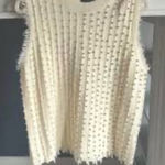 New BiBi Boutique Cream Textured Sleeveless Sweater Vest | Size XL White Photo 0