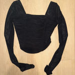 Abercrombie & Fitch Black Mesh Long Sleeve Blouse Photo 0