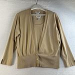 Talbots Vtg  L Cami Sweater Twin Set Button Cardigan Cottagecore Knit Beige Tan Photo 1