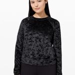 Lululemon Sweatshirt Warm Down Crushed Velvet Crew Neck Long Sleeve Black Photo 0