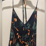Forever 21  F21 Navy Blue Tropical Floral Bird of Paradise Halter Jumpsuit - S Photo 6