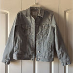 Old Navy Women's Denim Jacket Blue White Railroad Stripe Size Medium NWOT Photo 0