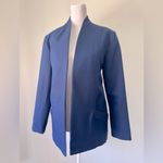 Vintage ‘80s Bending Easy Navy Blue Lightweight Collarless Open Front Blazer Size 8 Photo 1