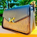 Michael Kors  Sylvia Small Logo Flap Crossbody Brown Black NWT Photo 0