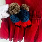 Free People VINTAGE : Red Corduroy Skirt purple tier and removable Pom-pom belt Photo 1