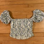 Abercrombie & Fitch Off the Shoulder Blue Floral Cropped Top Photo 6