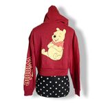 Disney Womens Juniors Hoodie Size XS S Winnie the Pooh Burgundy Cropped Hood Photo 3