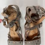 Sam Edelman Sandals Women's 10.5 Gray Suede Studded Gladiator Heels Boho Shoes Photo 9