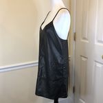 Free People  Faux Black Leather Spaghetti Strap V-Neck Dress w Pockets Sz L Photo 14