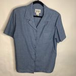 Jaclyn Smith Vintage Linen Blend Blue Short Sleeve Blazer Sz Large Photo 4