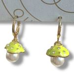 Urban Outfitters  Mushroom Pearl Drop Earrings NWT Dainty Gold Pearl Lime Photo 2
