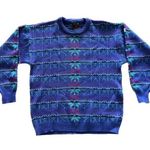 Vintage Women's Ski Sweater Ladies Large 100% Virgin Snowflake Winter Purple Photo 0