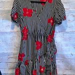 Madewell  Dress Womens 6 Ruffle Wrap Dress Candied Orchids Striped Floral career Photo 0