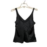 Vintage Warner's Slip Set Top Full Skirt Size Small/Medium Black Satin 1980s Photo 2