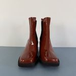 Gianni Bini Banks Crinkle Patent Leather Double Gore Square Toe Brown Booties Photo 2