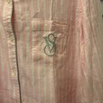 Victoria's Secret Victoria’s Secret The Dreamer Flannel Pajama Top Pink Stripe Lurex Size Small Photo 4