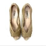 Prada gold Beige Leather Strappy Open Toe Platform heel Pumps size 35.5 Photo 11